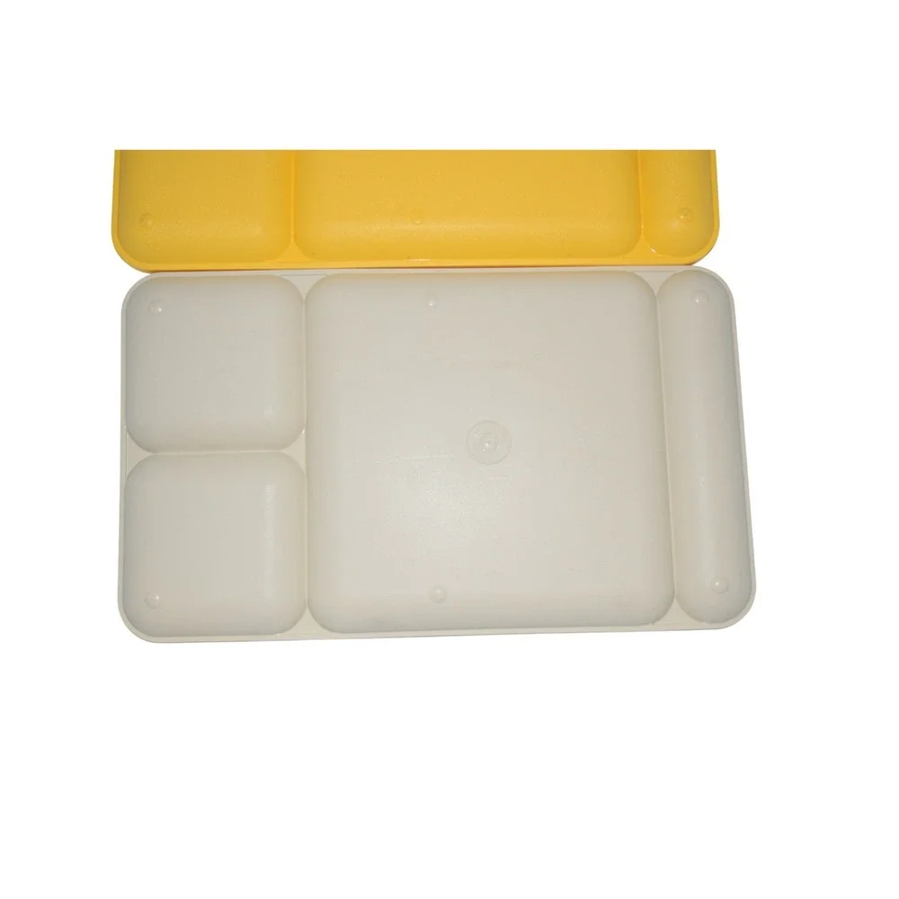 Tupperware‎ Divided Lunch Trays Set of 3 Yellow Cream Retro Fair Compartment